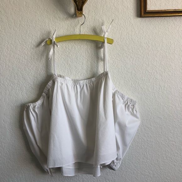 Milly Minis Oxford Cold-Shoulder Cotton Blouse Cri - Picture 7 of 8